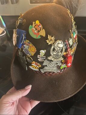 Oktoberfest Men’s Felt Pin Hat with dozens of pins